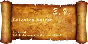 Belosics Valter névjegykártya